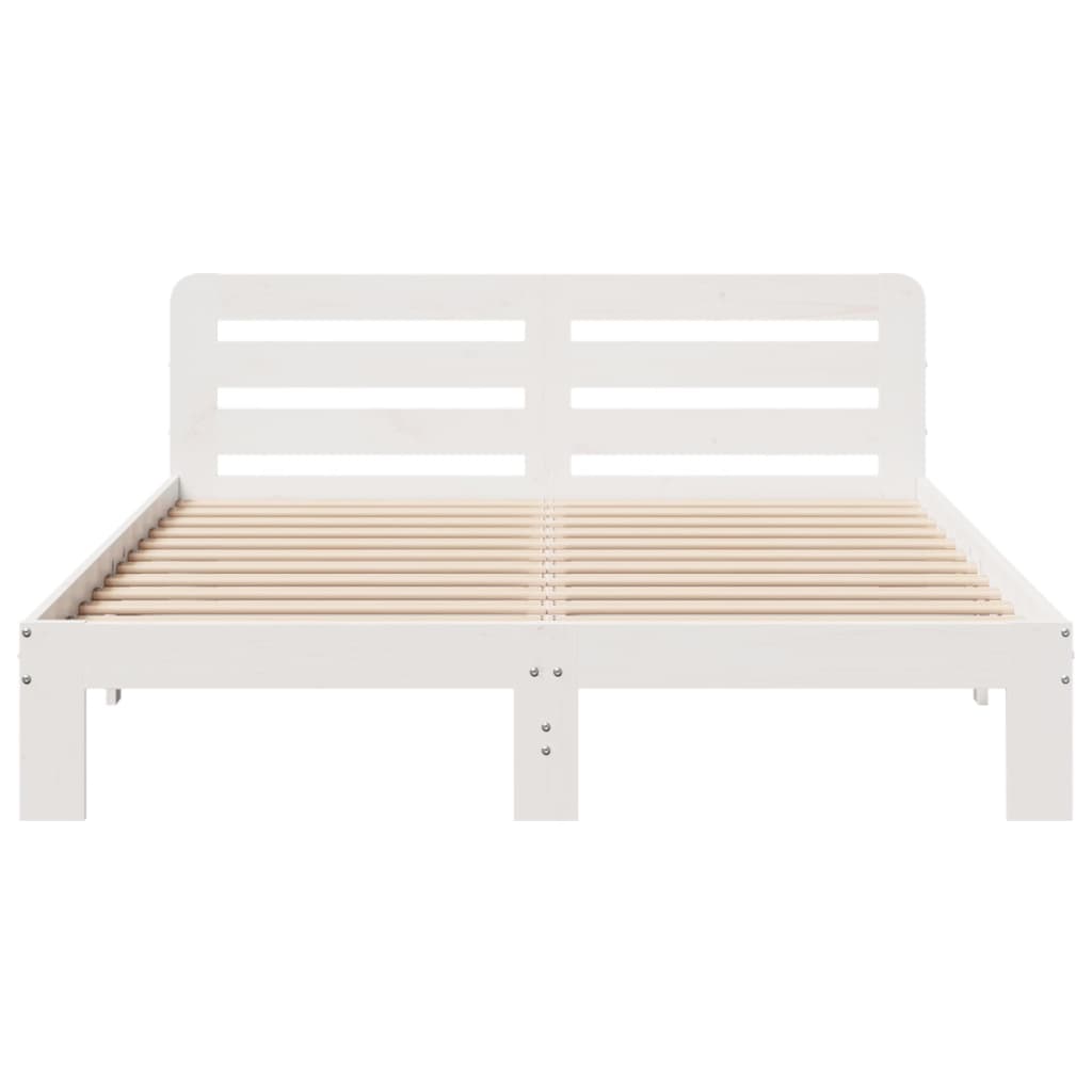 Cadre de lit sans matelas blanc 150x200 cm bois de pin massif