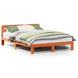 Cadre de lit sans matelas cire marron 160x200cm bois pin massif