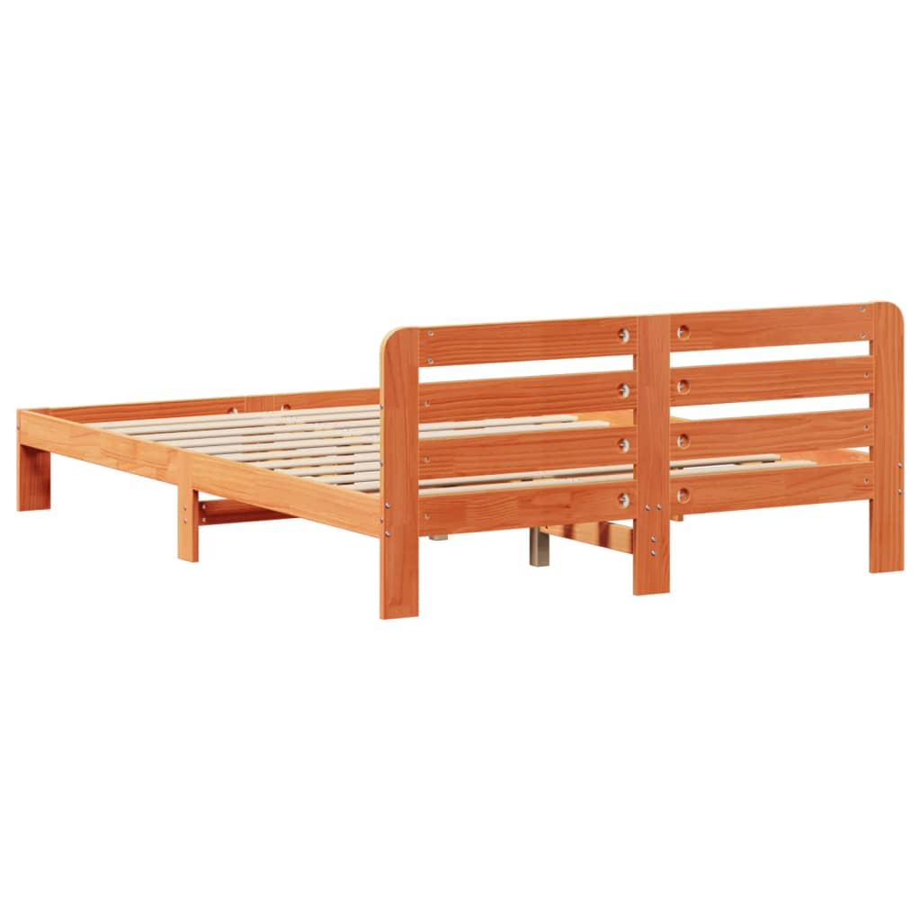 Cadre de lit sans matelas cire marron 160x200cm bois pin massif