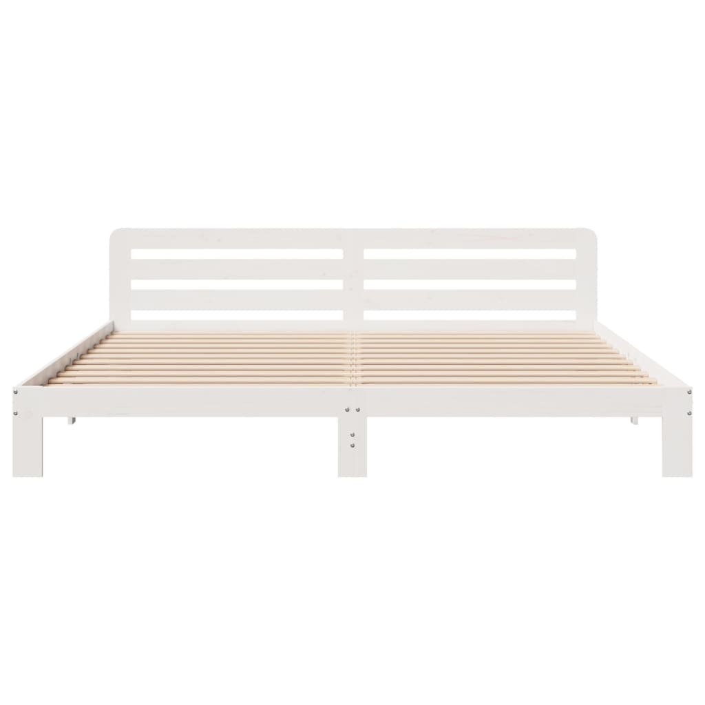 Bed frame without mattress white 180x200 cm solid pine wood