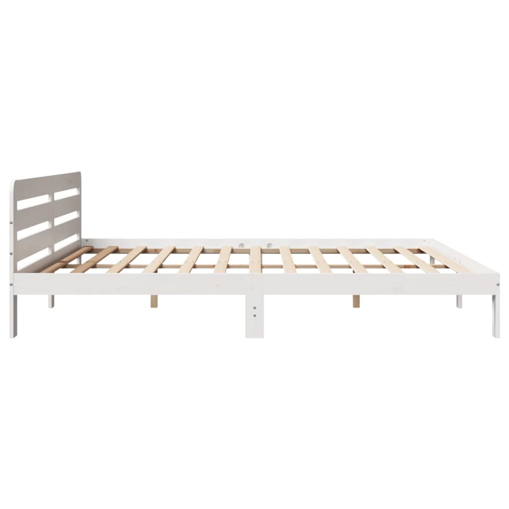 Bed frame without mattress white 180x200 cm solid pine wood