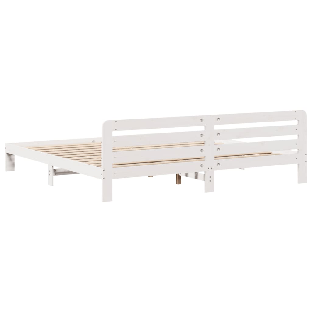 Cadre de lit sans matelas blanc 180x200 cm bois massif de pin