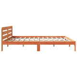 Bed frame without mattress brown wax 180x200cm solid pine wood