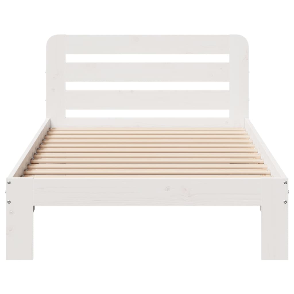 Cadre de lit sans matelas blanc 75x190 cm bois de pin massif