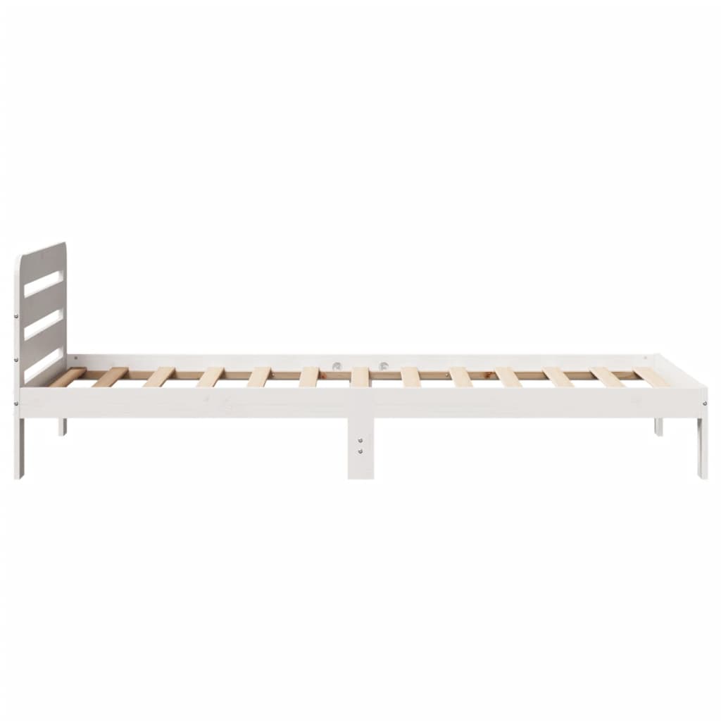 Bed frame without white mattress 90x190 cm solid pine wood