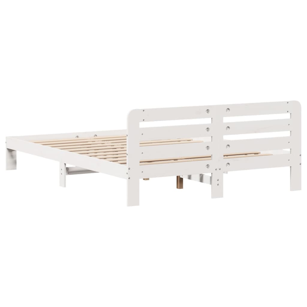 Cadre de lit sans matelas blanc 140x190 cm bois de pin massif