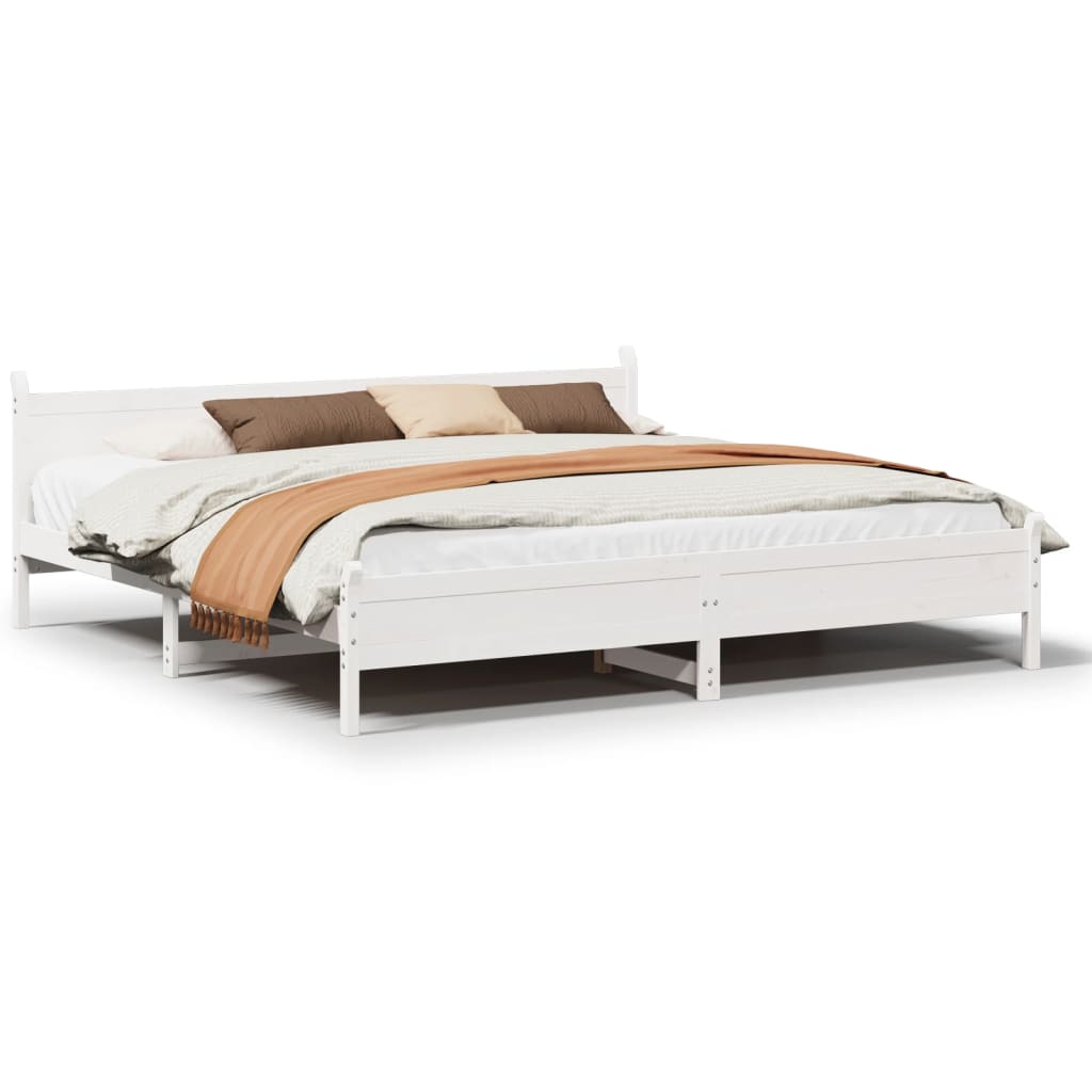 Bed frame without mattress white 180x200 cm solid pine wood