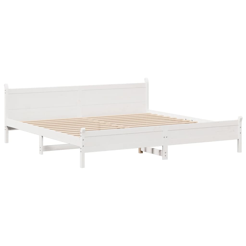 Bed frame without mattress white 180x200 cm solid pine wood