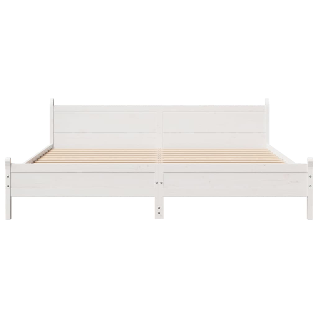 Bed frame without mattress white 180x200 cm solid pine wood