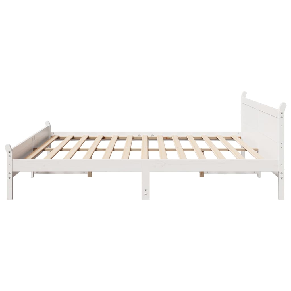 Bed frame without mattress white 180x200 cm solid pine wood