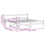 Cadre de lit sans matelas blanc 180x200 cm bois massif de pin