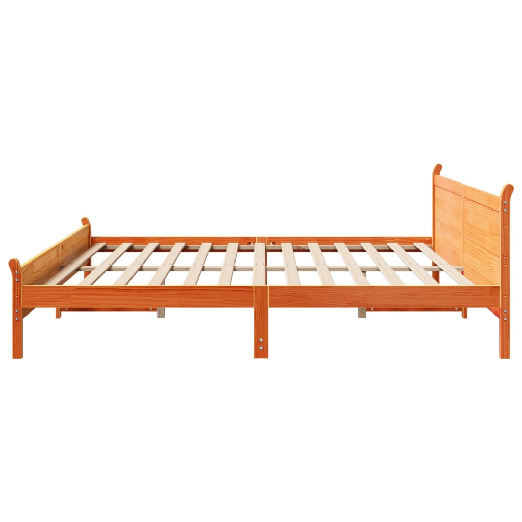 Cadre de lit sans matelas cire marron 180x200cm bois pin massif