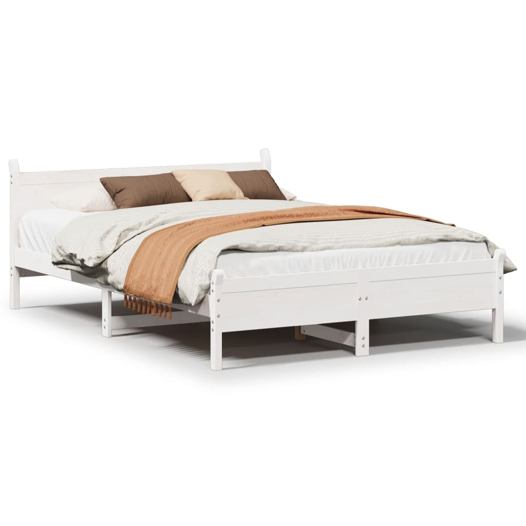 Bed frame without mattress white 160x200 cm solid pine wood