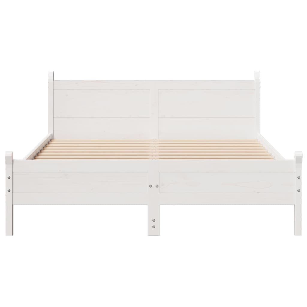 Bed frame without mattress white 160x200 cm solid pine wood