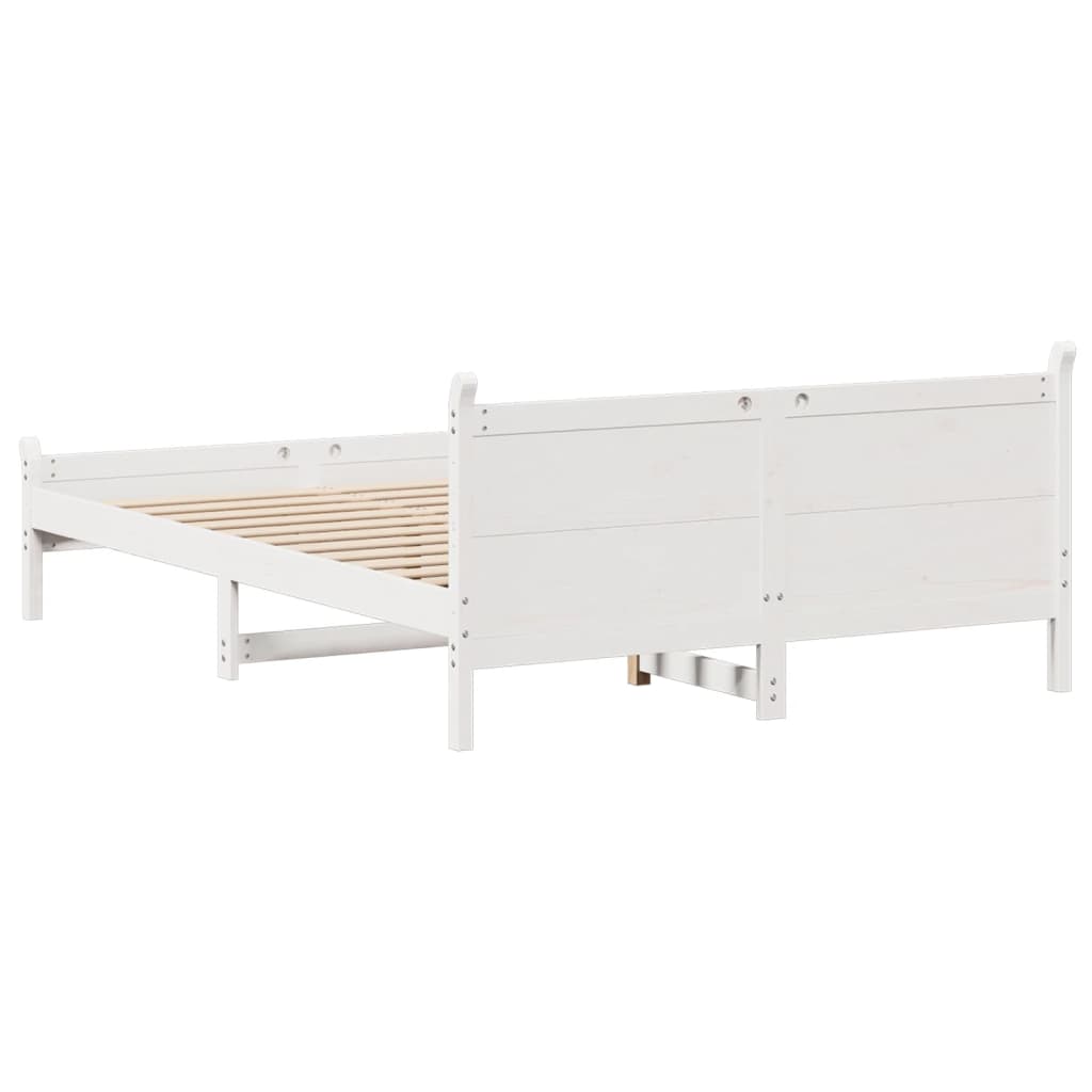 Bed frame without mattress white 160x200 cm solid pine wood