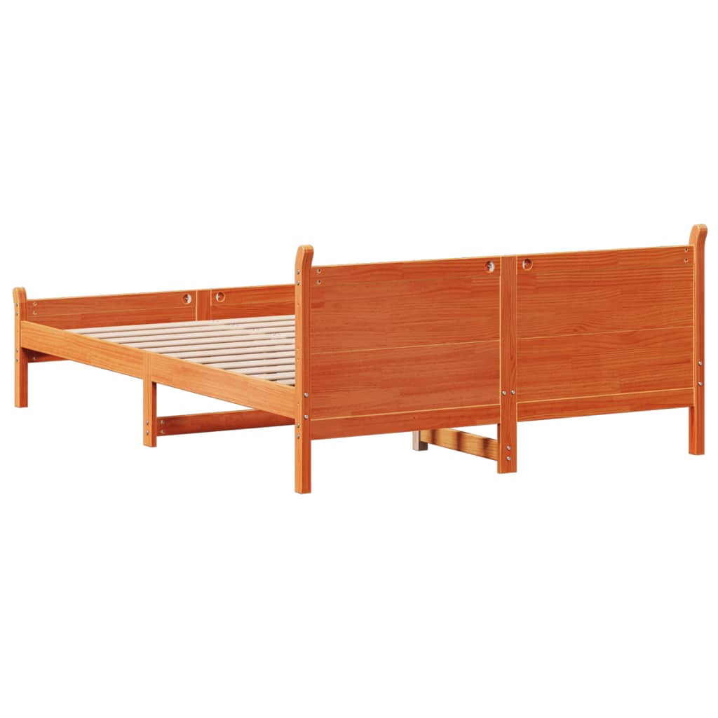 Cadre de lit sans matelas cire marron 160x200cm bois pin massif