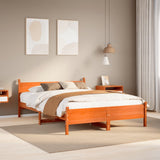 Bed frame without mattress brown wax 160x200cm solid pine wood