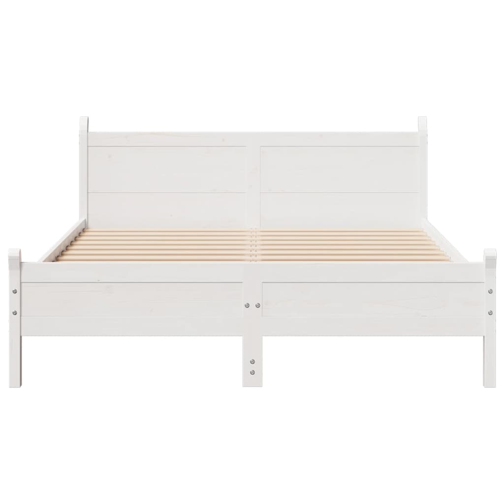 Bed frame without mattress white 150x200 cm solid pine wood