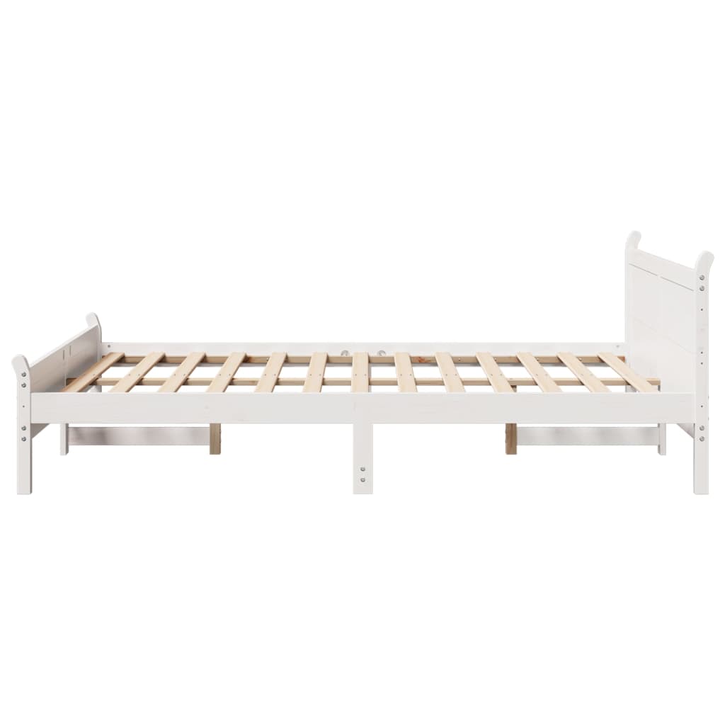 Bed frame without mattress white 150x200 cm solid pine wood