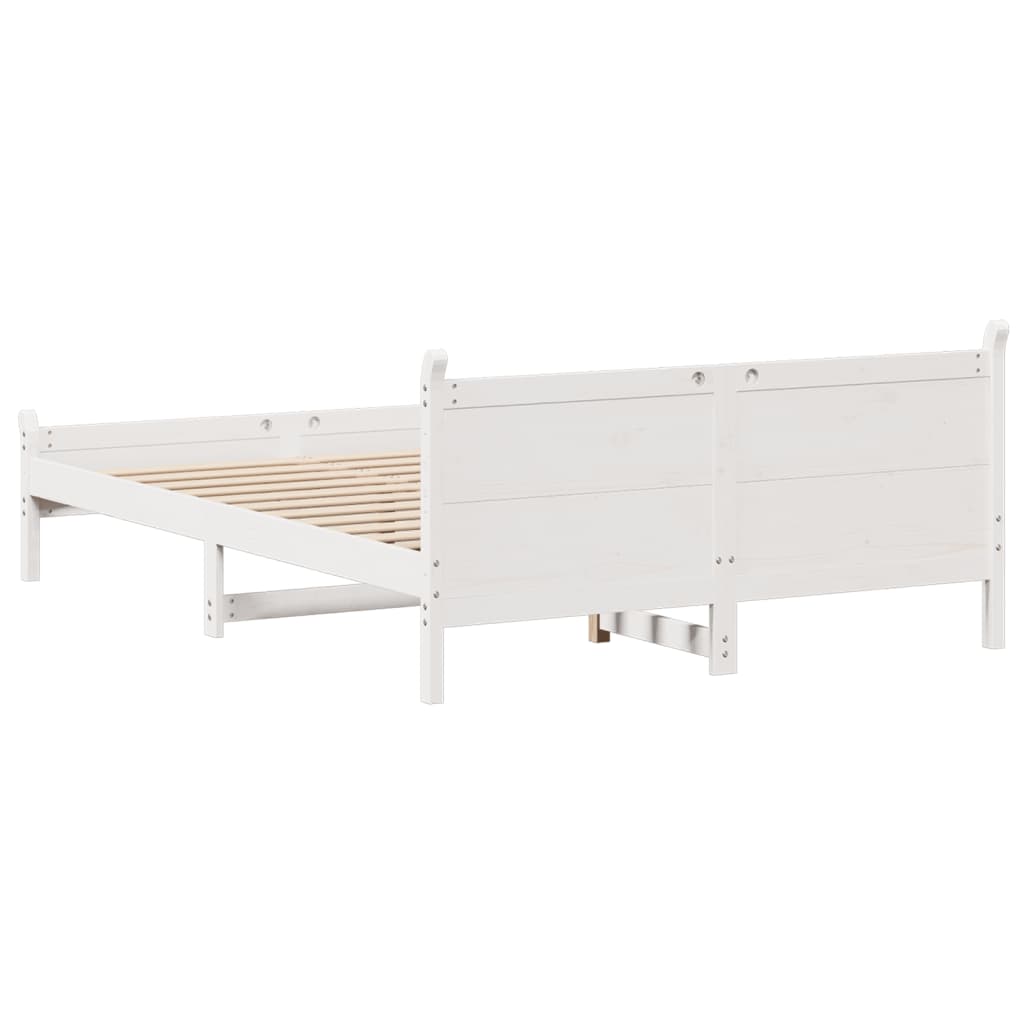 Cadre de lit sans matelas blanc 150x200 cm bois de pin massif