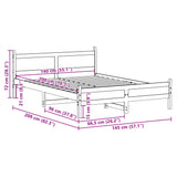 Bettgestell ohne Matratze 140x200 cm aus massivem Kiefernholz