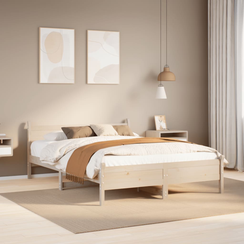 Bed frame without mattress 140x200 cm solid pine wood