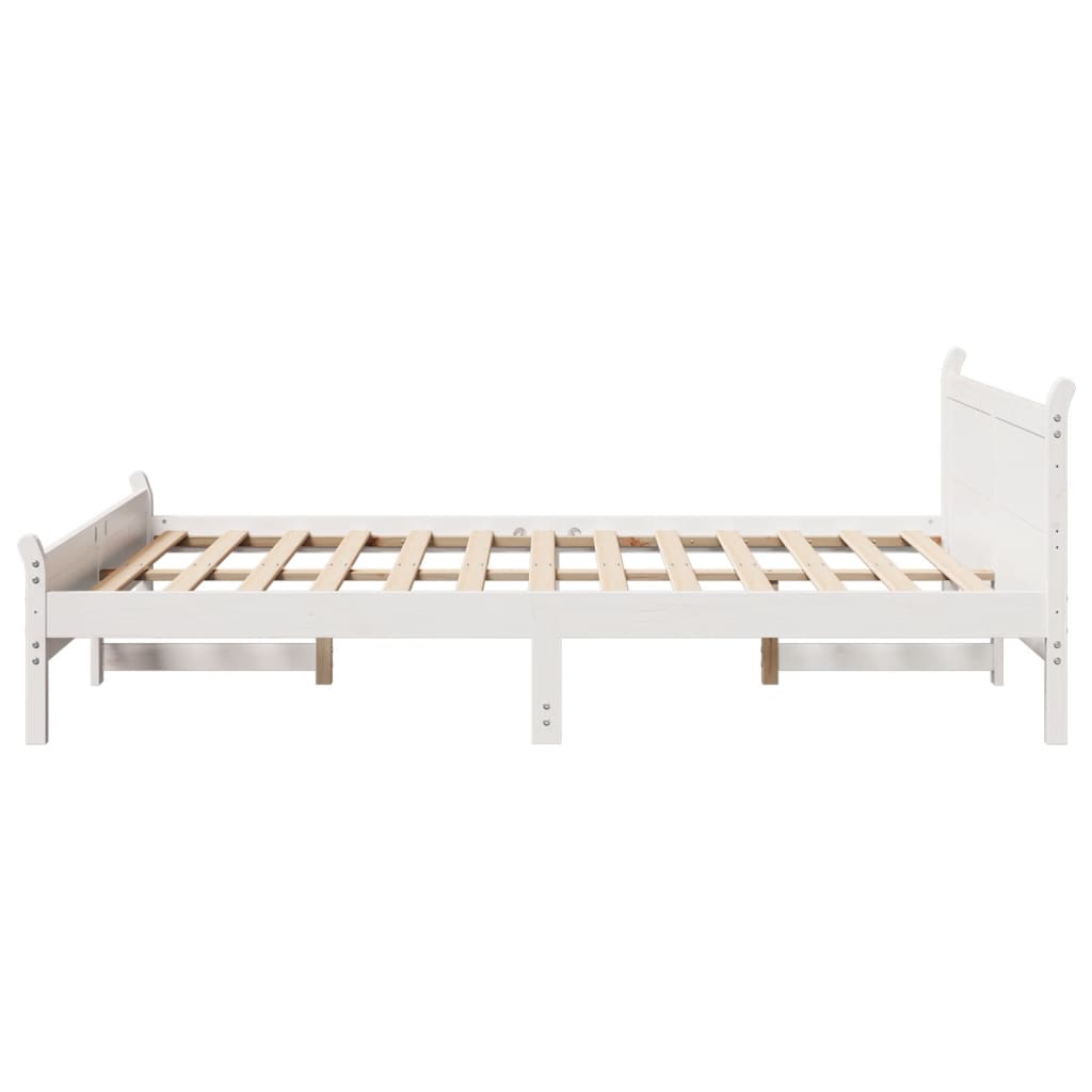 Bed frame without mattress white 140x200 cm solid pine wood