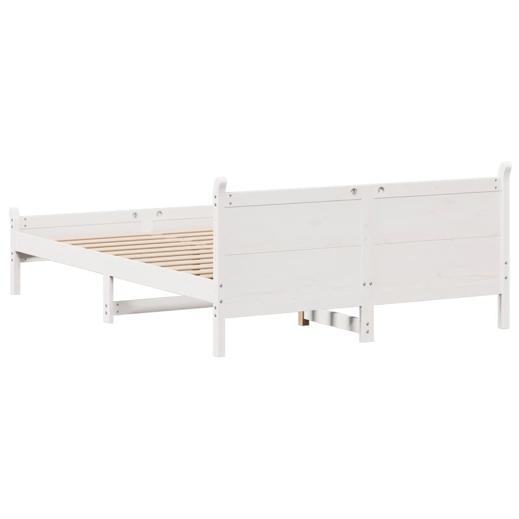 Bed frame without mattress white 140x200 cm solid pine wood