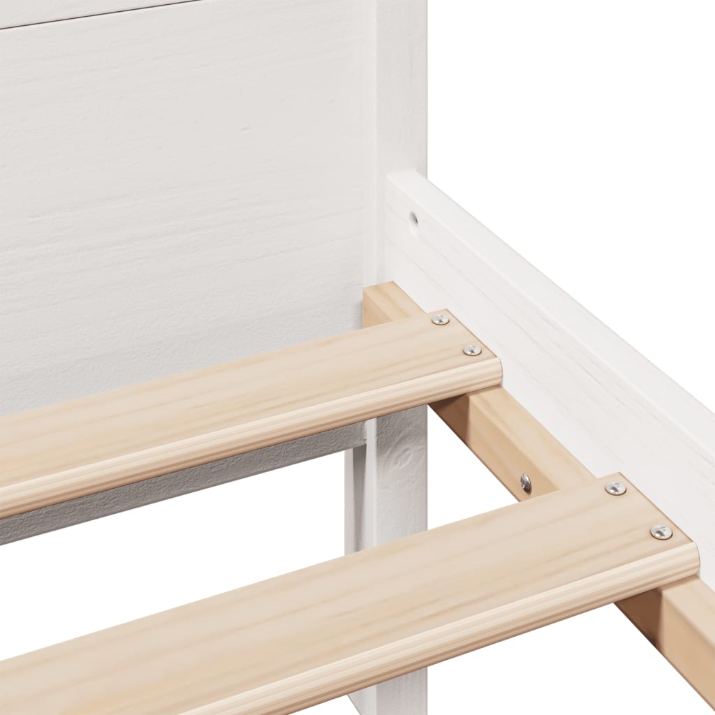 Bed frame without mattress white 140x200 cm solid pine wood