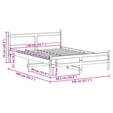 Bed frame without mattress white 140x200 cm solid pine wood