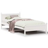 Bed frame without mattress white 100x200 cm solid pine wood