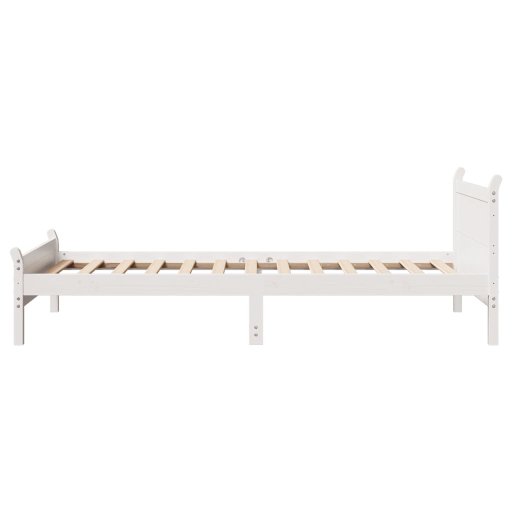 Bed frame without mattress white 100x200 cm solid pine wood