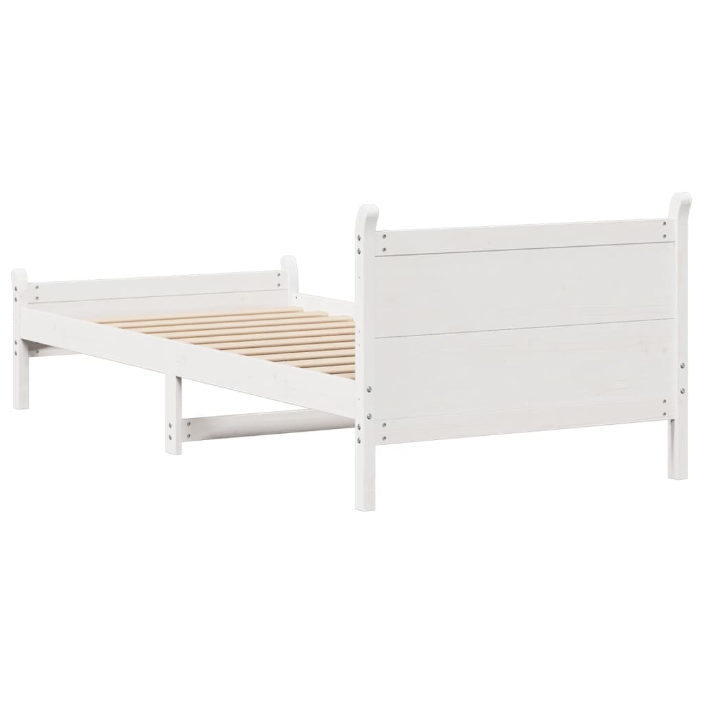 Bed frame without mattress white 100x200 cm solid pine wood