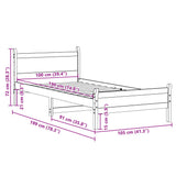 Bettgestell ohne Matratze, braunes Wachs, 100 x 200 cm, massives Kiefernholz