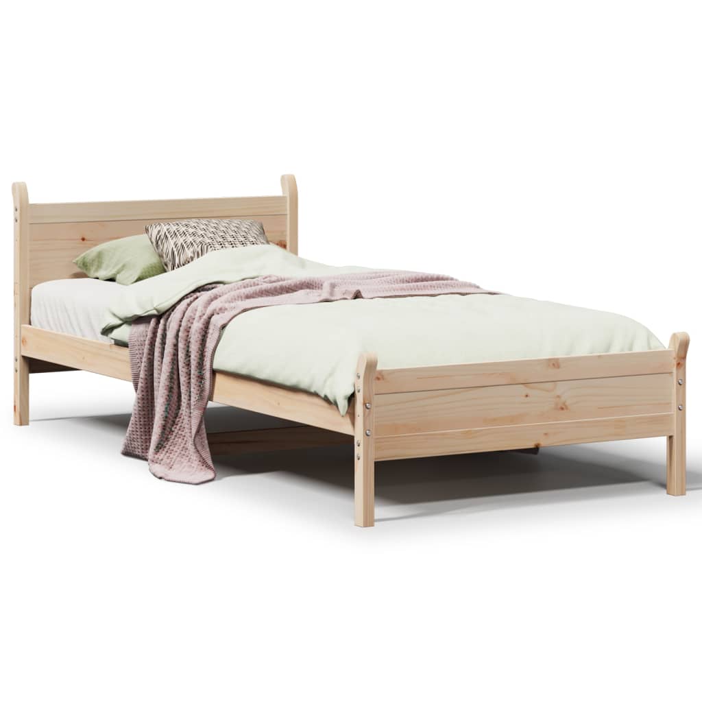 Bed frame without mattress 90x200 cm solid pine wood