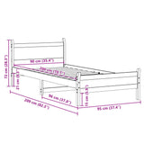 Bettgestell ohne Matratze 90x200 cm aus massivem Kiefernholz