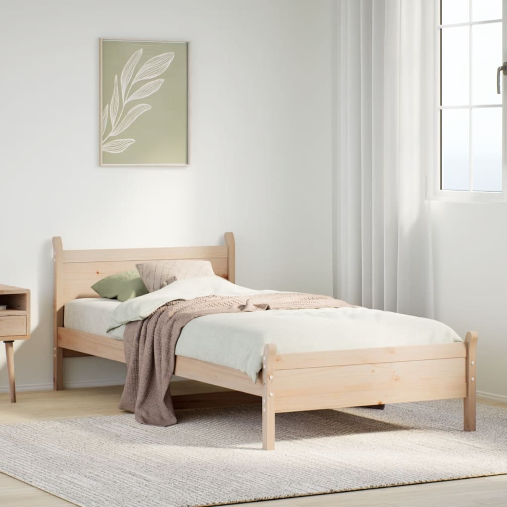 Bed frame without mattress 90x200 cm solid pine wood