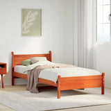 Bed frame without mattress brown wax 90x200 cm solid pine wood