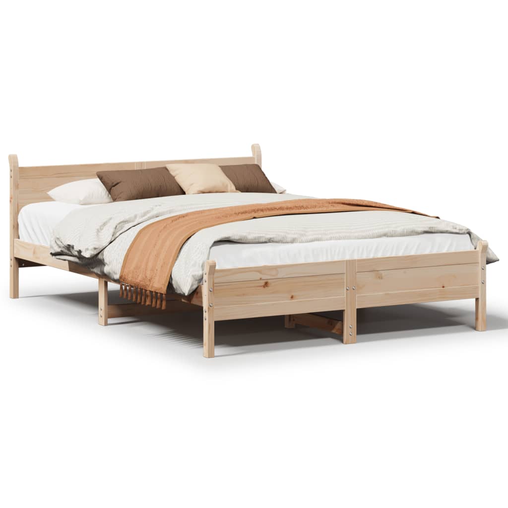 Bed frame without mattress 140x190 cm solid pine wood