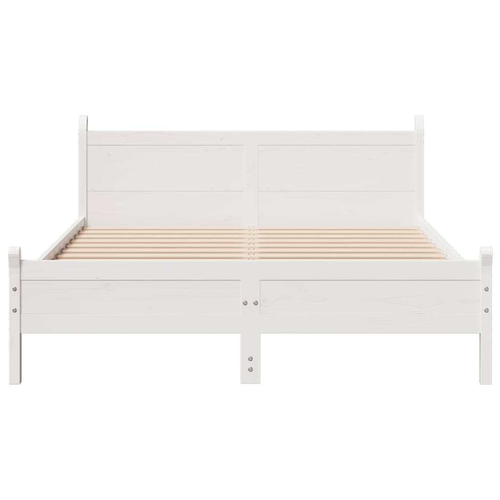 Bed frame without mattress white 135x190 cm solid pine wood