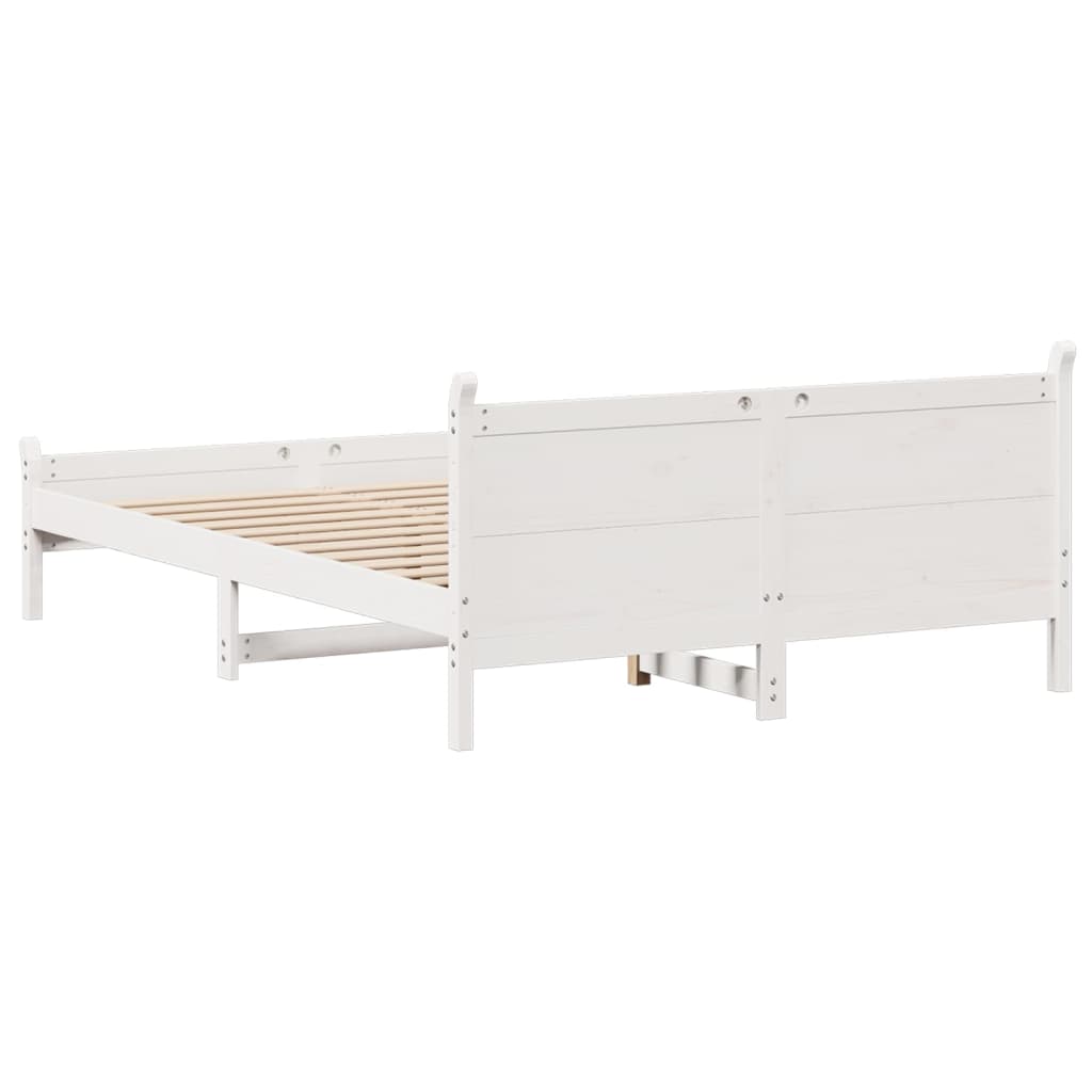 Bed frame without mattress white 135x190 cm solid pine wood