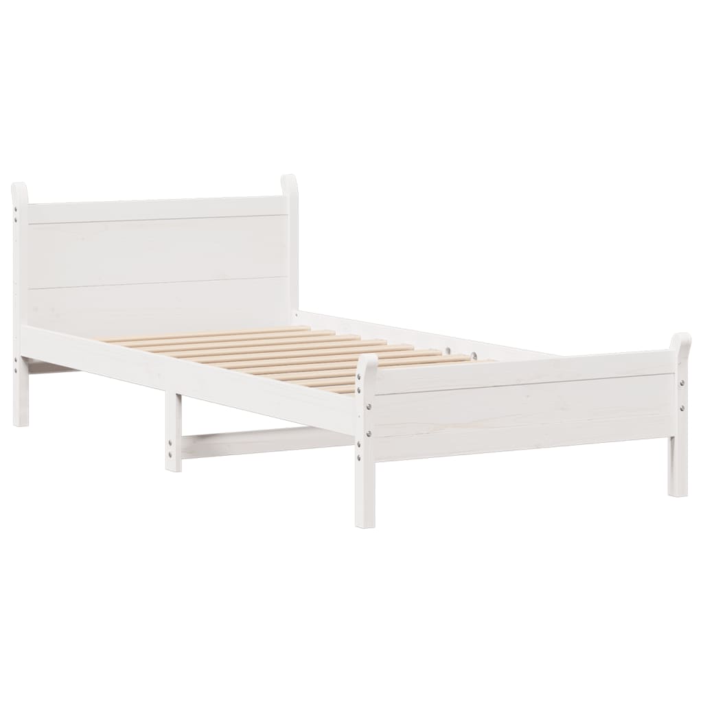 Cadre de lit sans matelas blanc 90x190 cm bois de pin massif