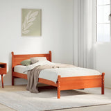 Bed frame without mattress brown wax 90x190 cm solid pine wood