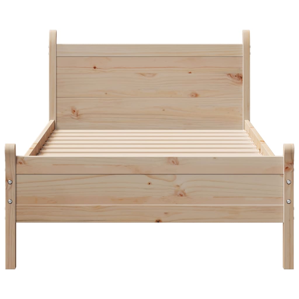 Bed frame without mattress 75x190 cm solid pine wood