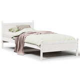 Cadre de lit sans matelas blanc 75x190 cm bois de pin massif