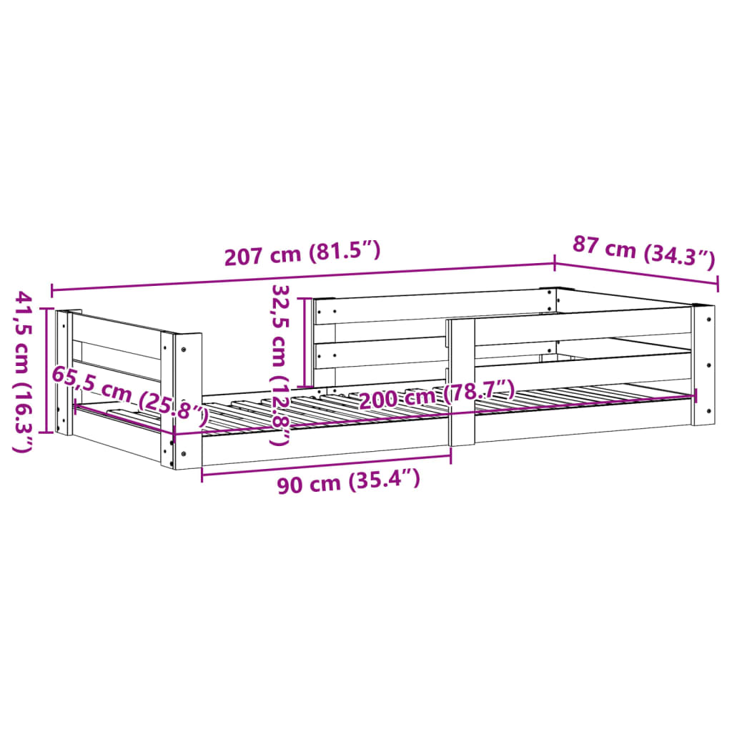 Bed frame without mattress white 80x200 cm solid pine wood