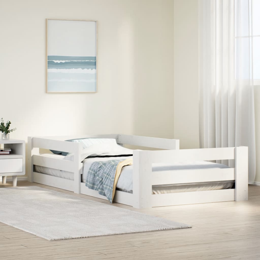 Bed frame without mattress white 80x200 cm solid pine wood