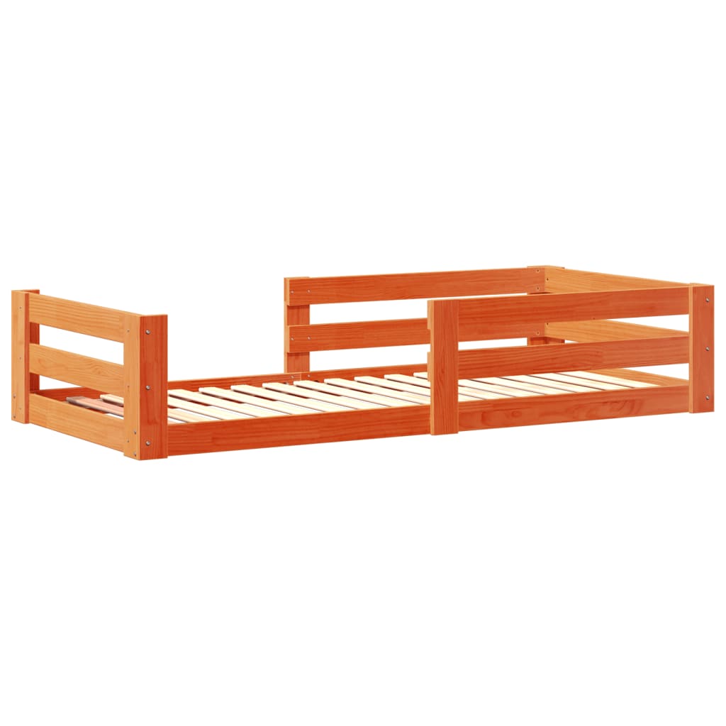 Bed frame without mattress brown wax 80x200 cm solid pine wood