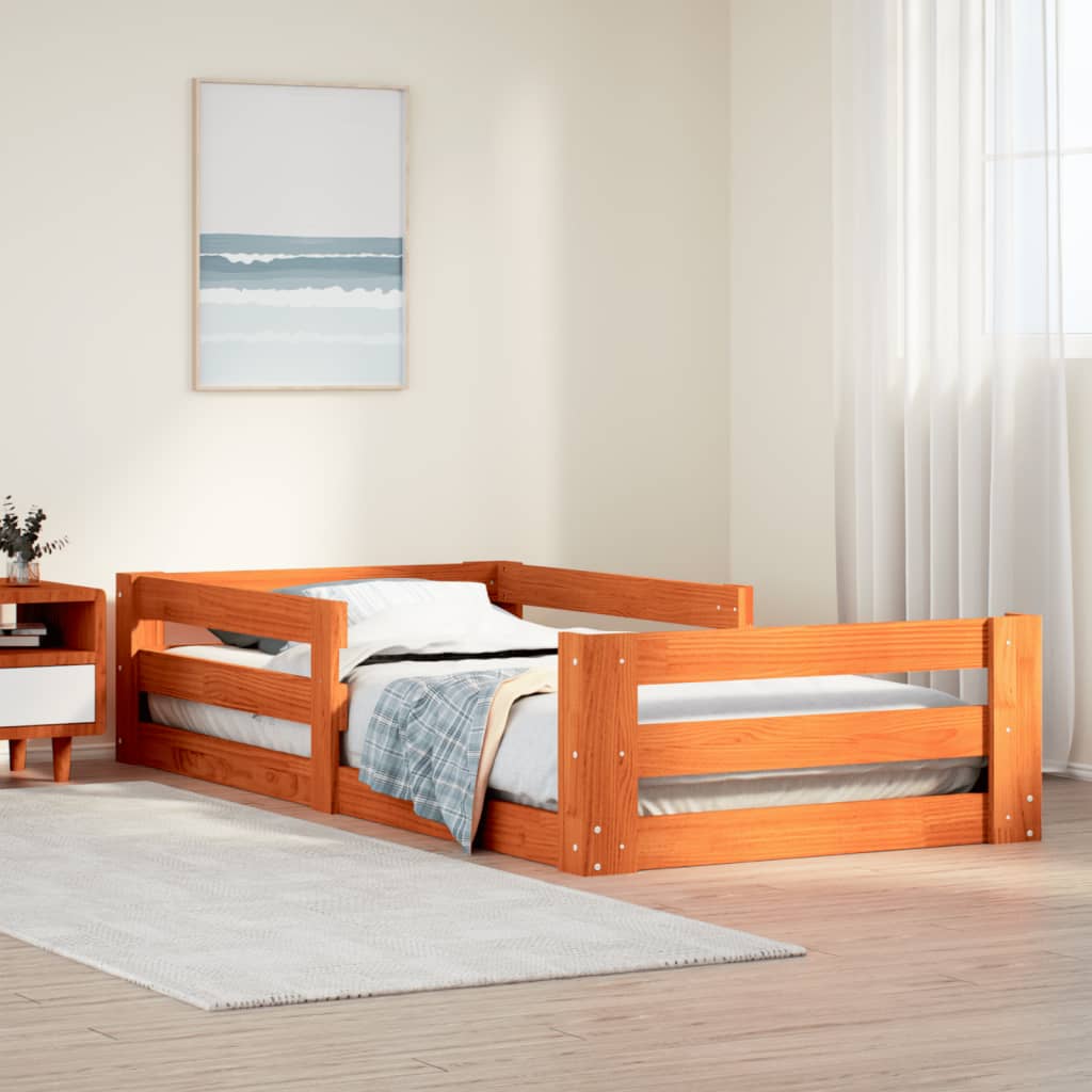 Bed frame without mattress brown wax 80x200 cm solid pine wood