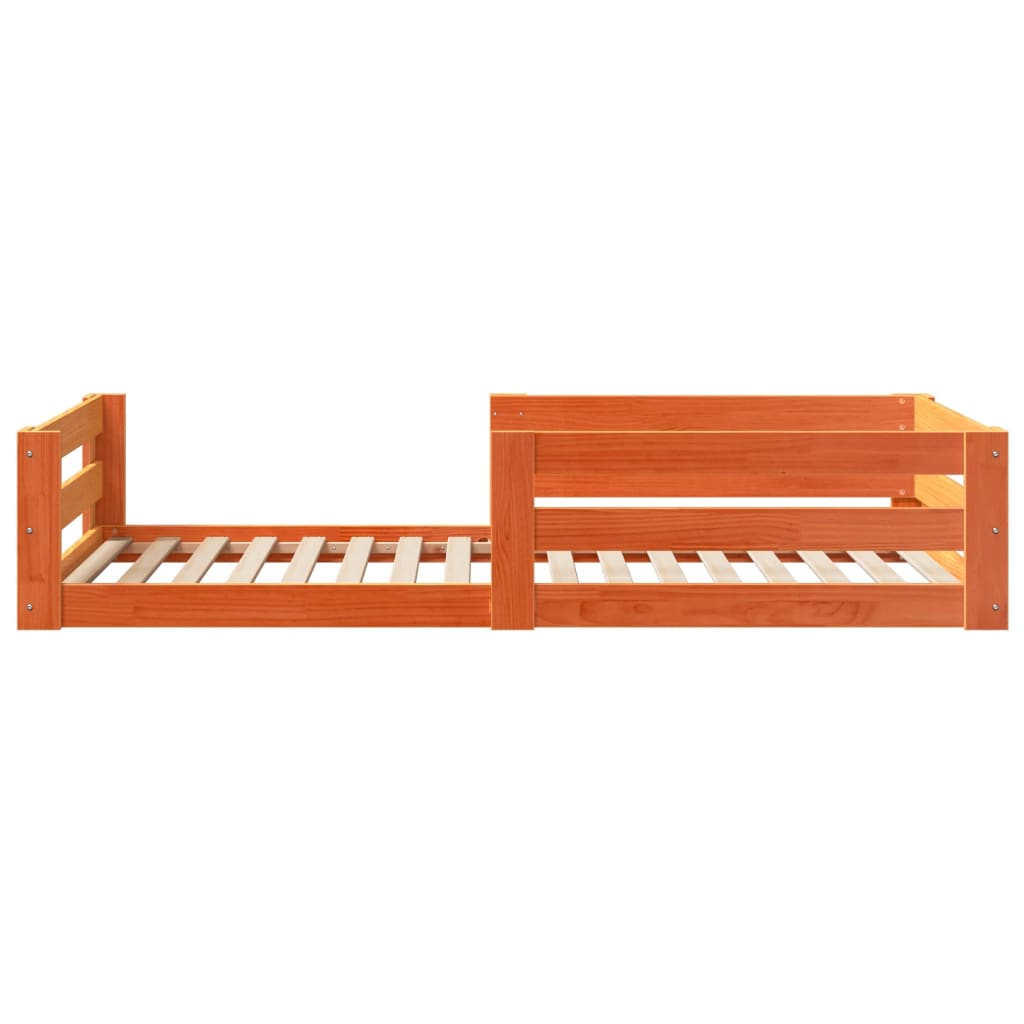 Bed frame without mattress brown wax 90x200 cm solid pine wood